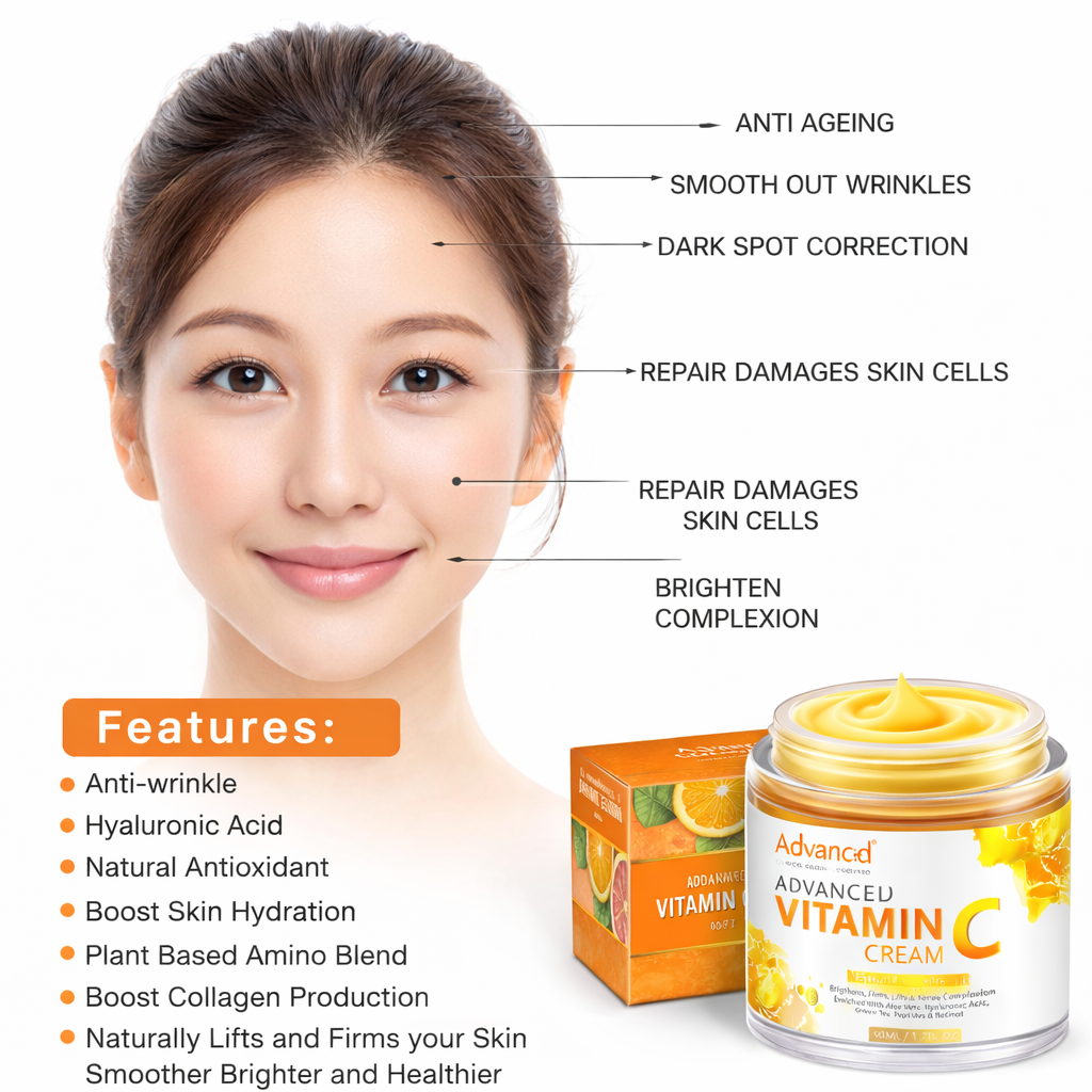 Drybins Vitamin C Advanced Brightening Daily Glow Moisturizing Face Cream for Radiant Skin